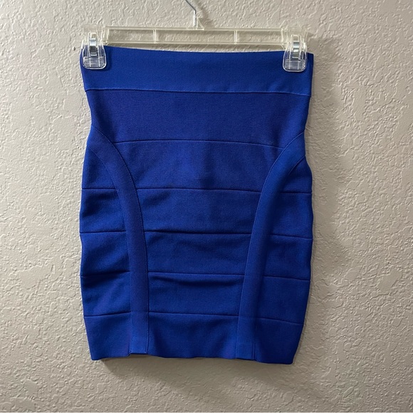 bebe Bandage Bodycon Skirt (Blue, Large) - Picture 1 of 7